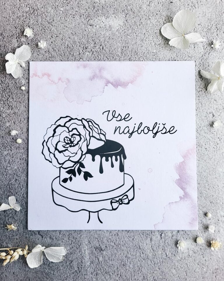 Voščilnica z ilustracijo torte